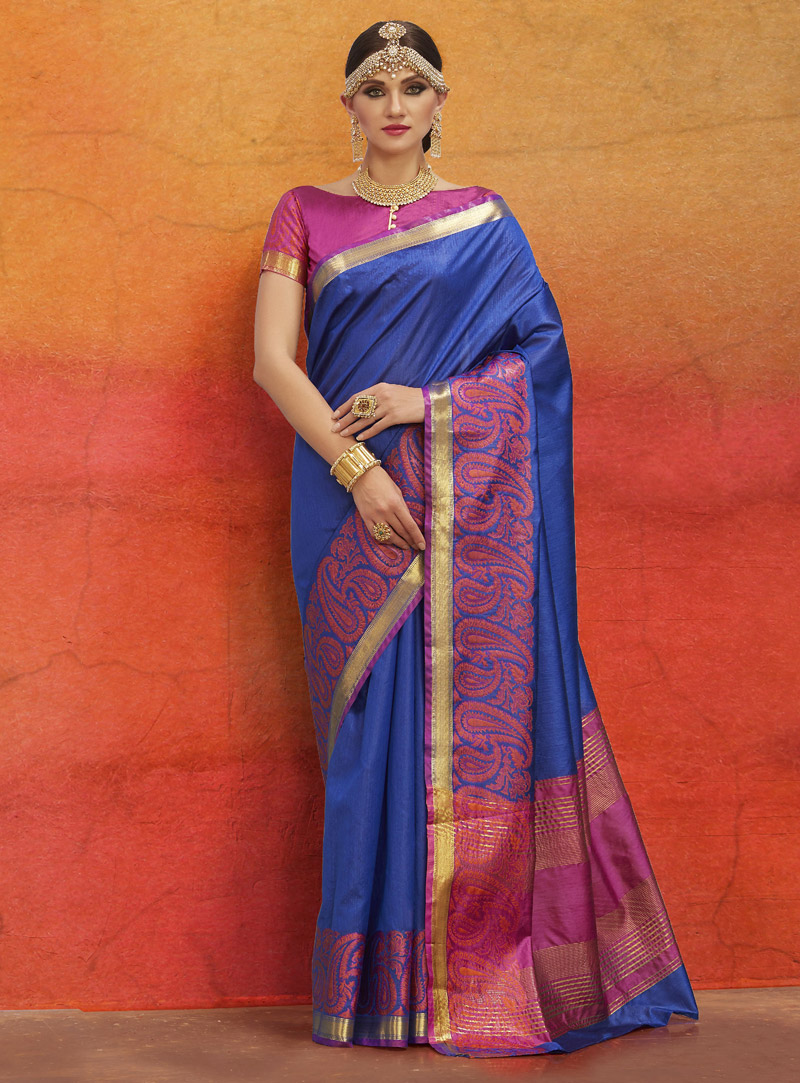 Blue Bhagalpuri Festival Wear Saree 121595