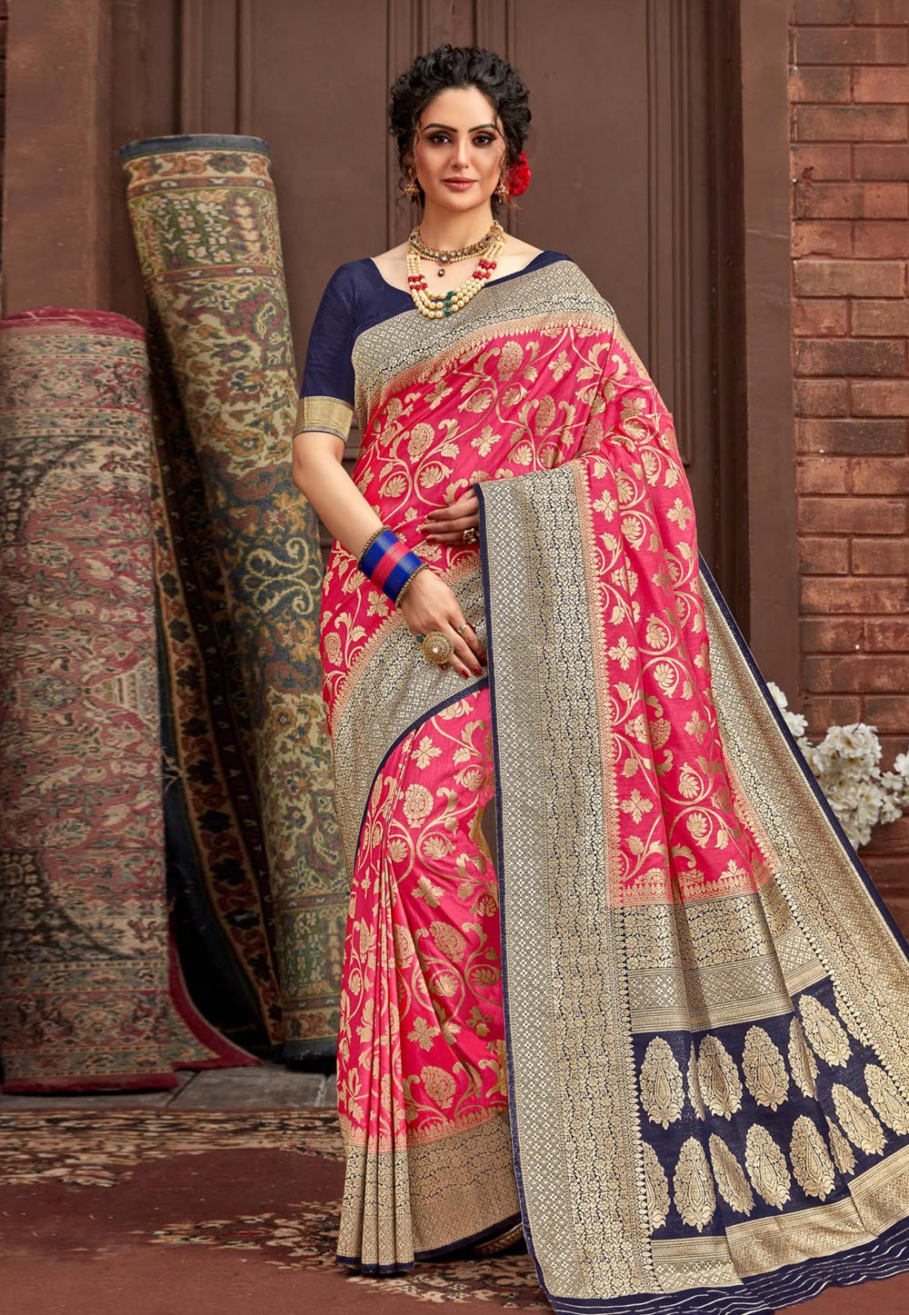 Pink Silk Saree With Blouse 210225