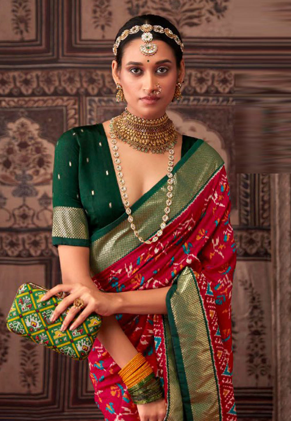 Buy Siril Chiffon Red & Green Color Chiffon Saree with Blouse piece | sarees  for Women| saree | sarees Online at Best Prices in India - JioMart.