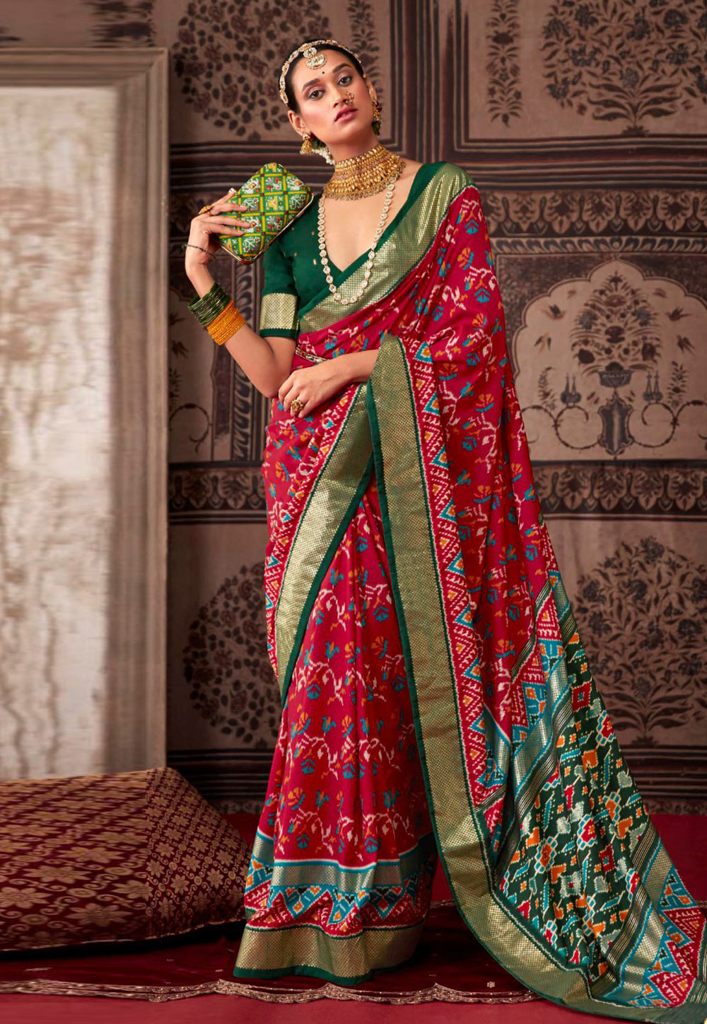 Red Tussar Silk Saree With Blouse 274663