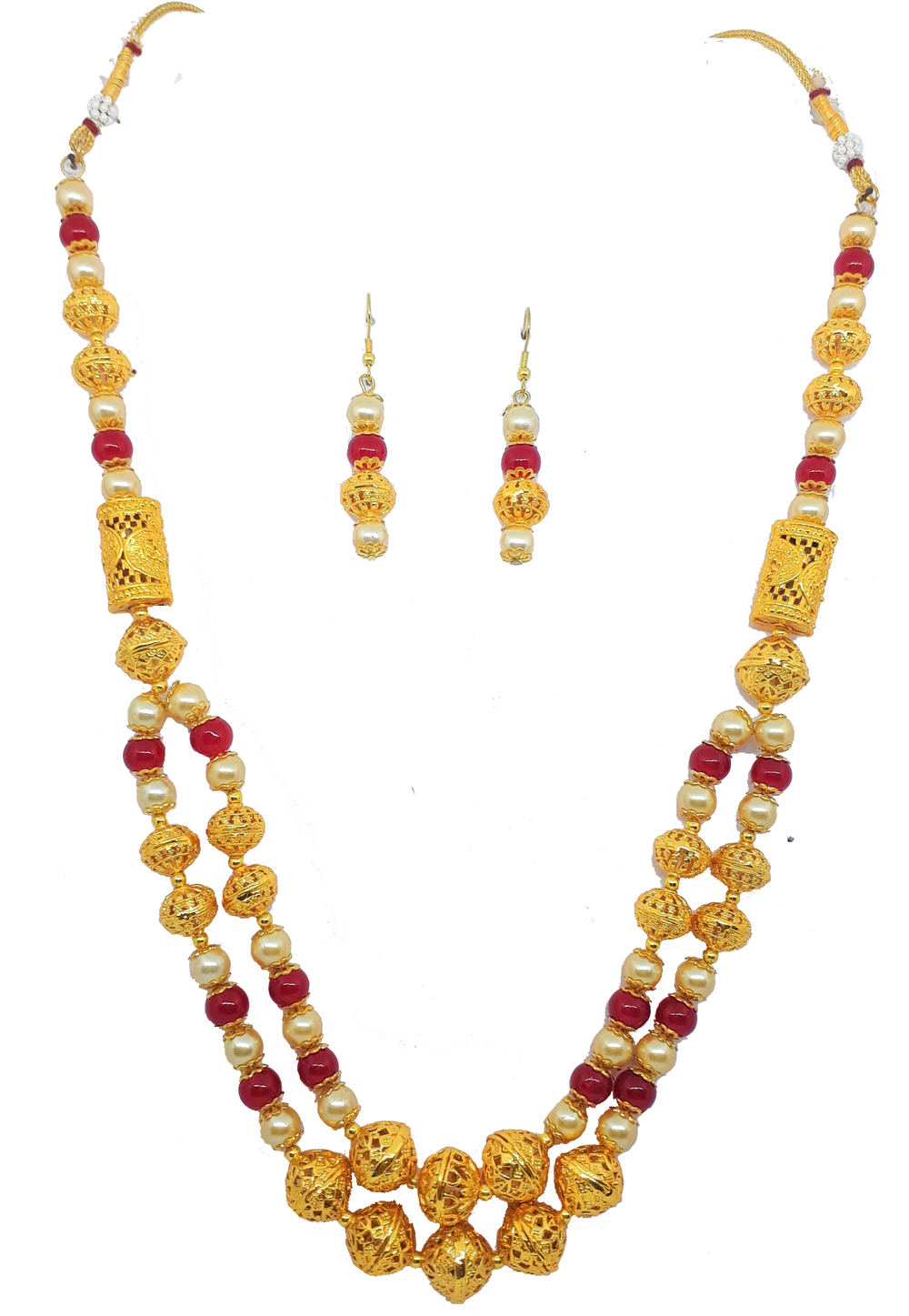 Golden Alloy Austrian Diamond Necklace Set Earrings 187815