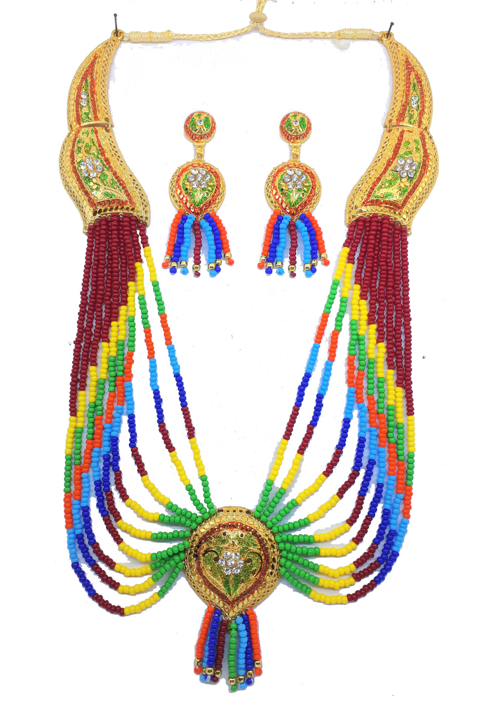 Multicolor Alloy Austrian Diamond Necklace Set Earrings 187817