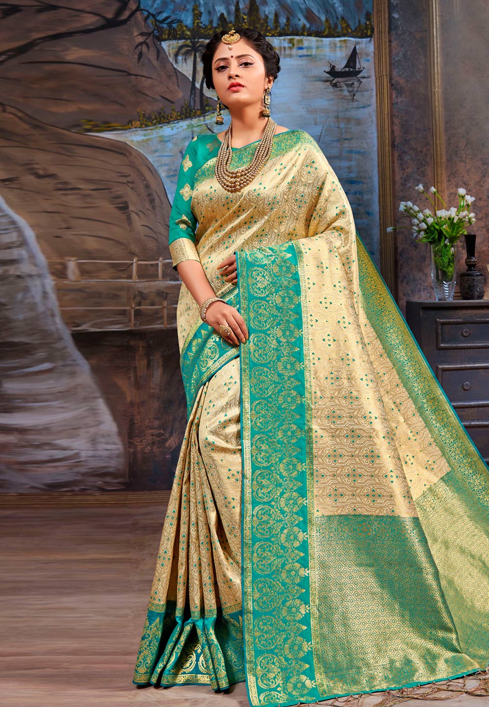 Golden Art Silk Festival Wear Saree 206919