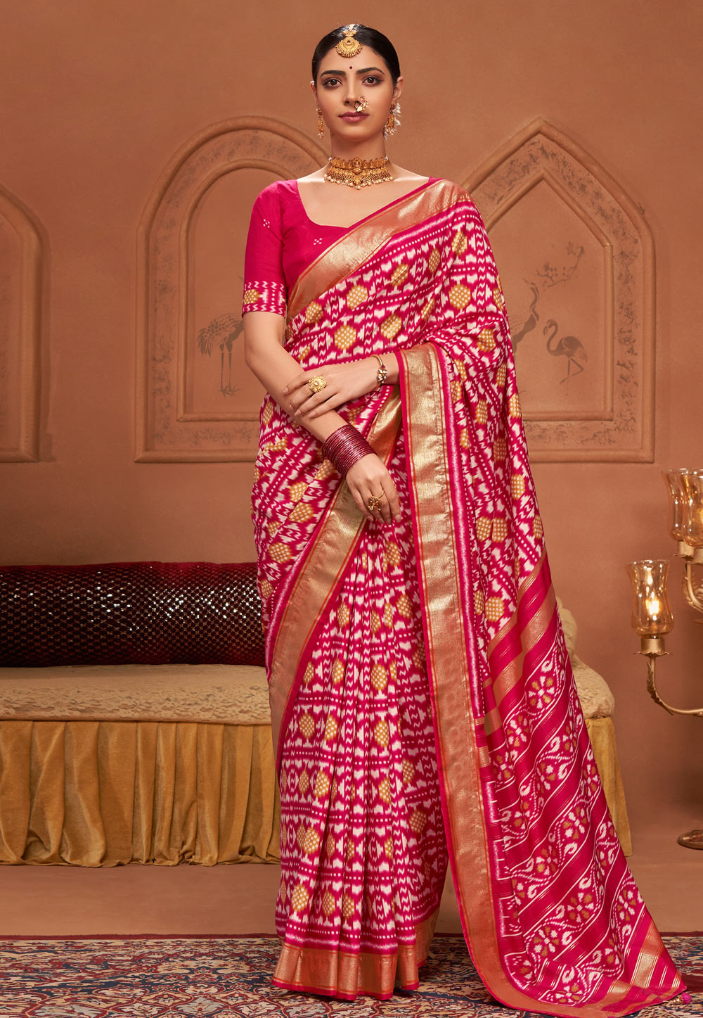 Magenta Tussar Silk Saree With Blouse 279176