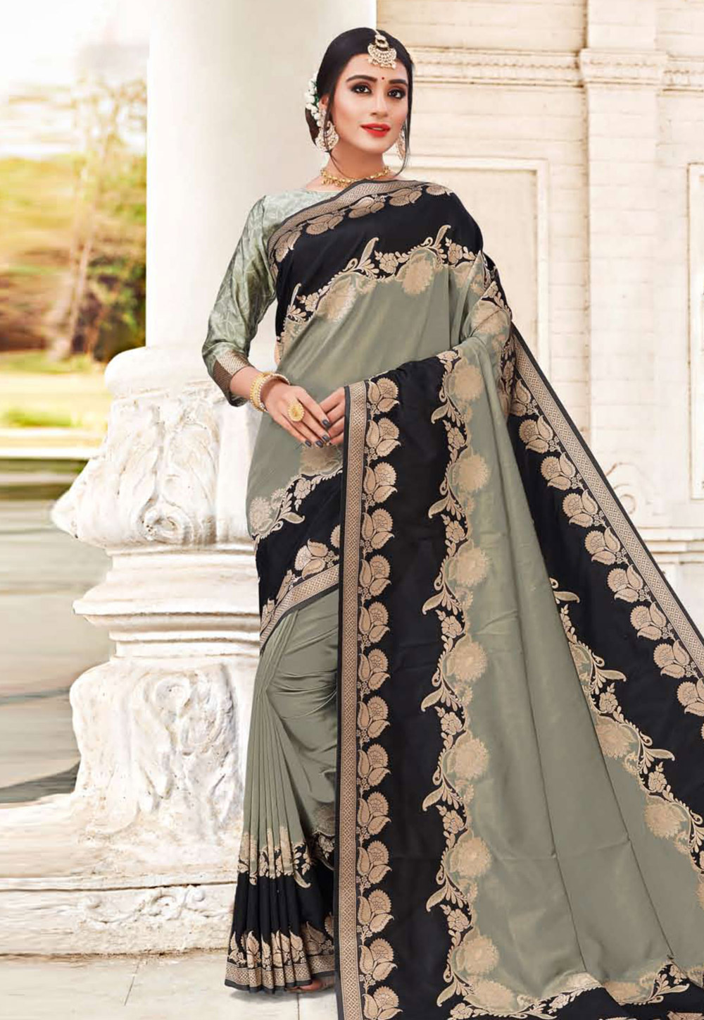 Grey Banarasi Festival Wear Saree 204962