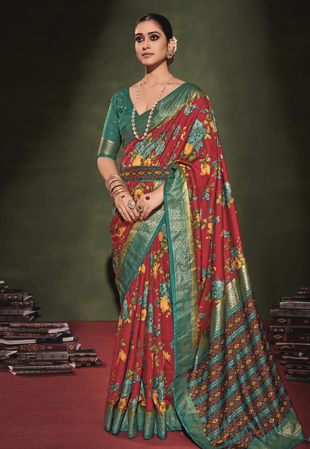 Red Tussar Silk Saree With Blouse 277154