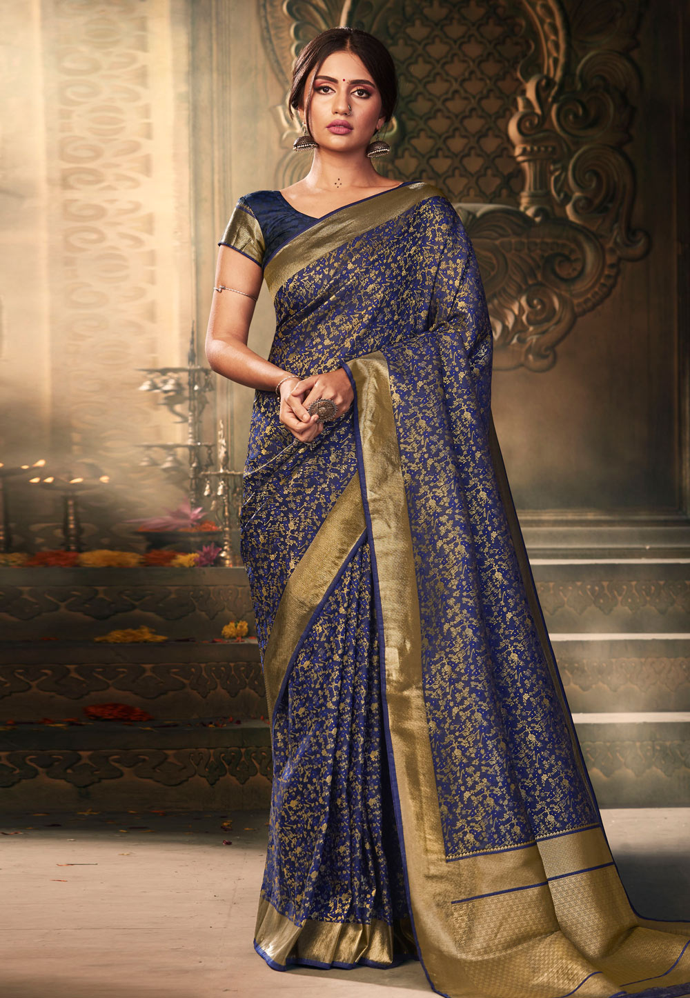 Blue Banarasi Silk Festival Wear Saree 206961