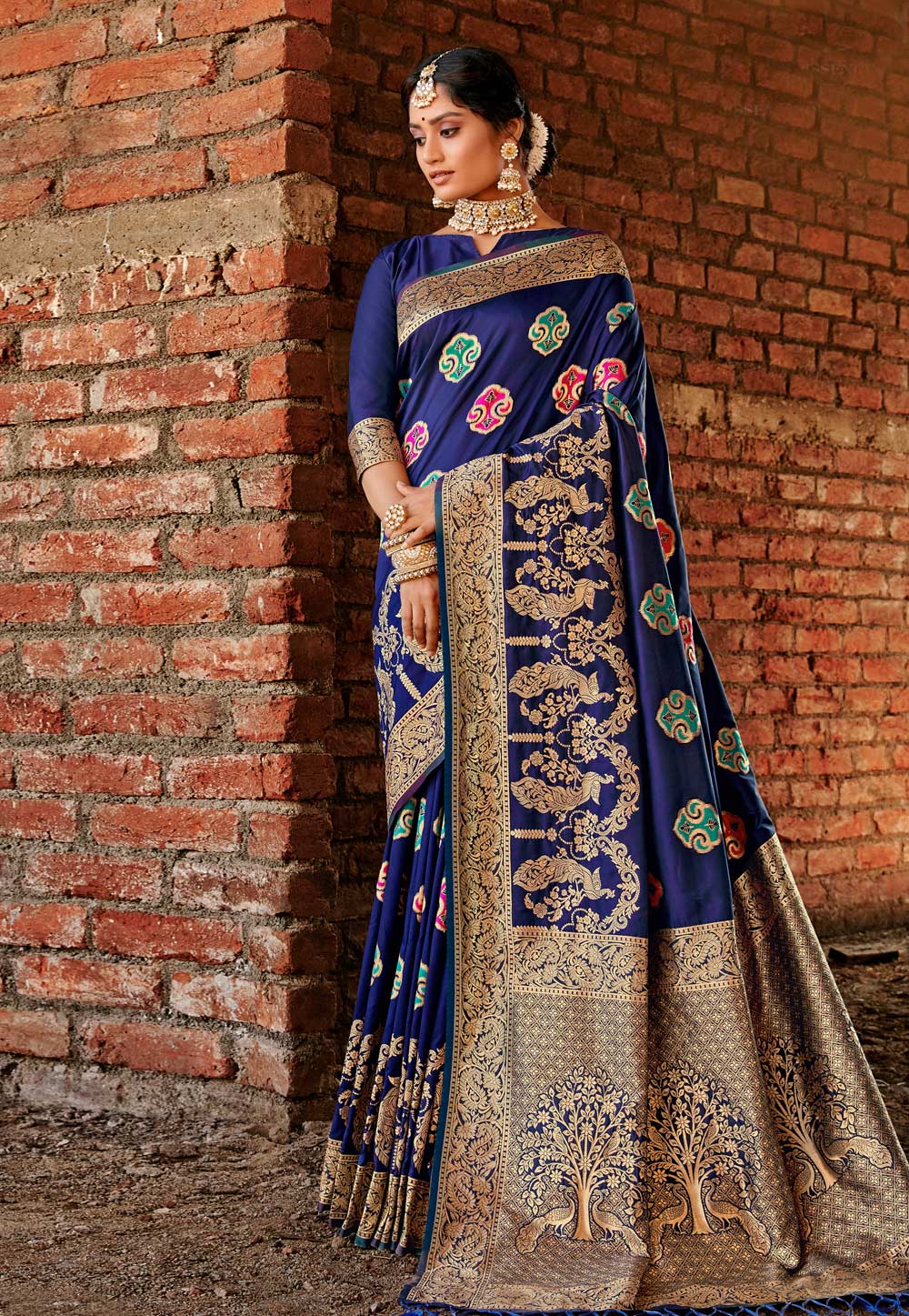 Blue Banarasi Silk Saree With Blouse 221967