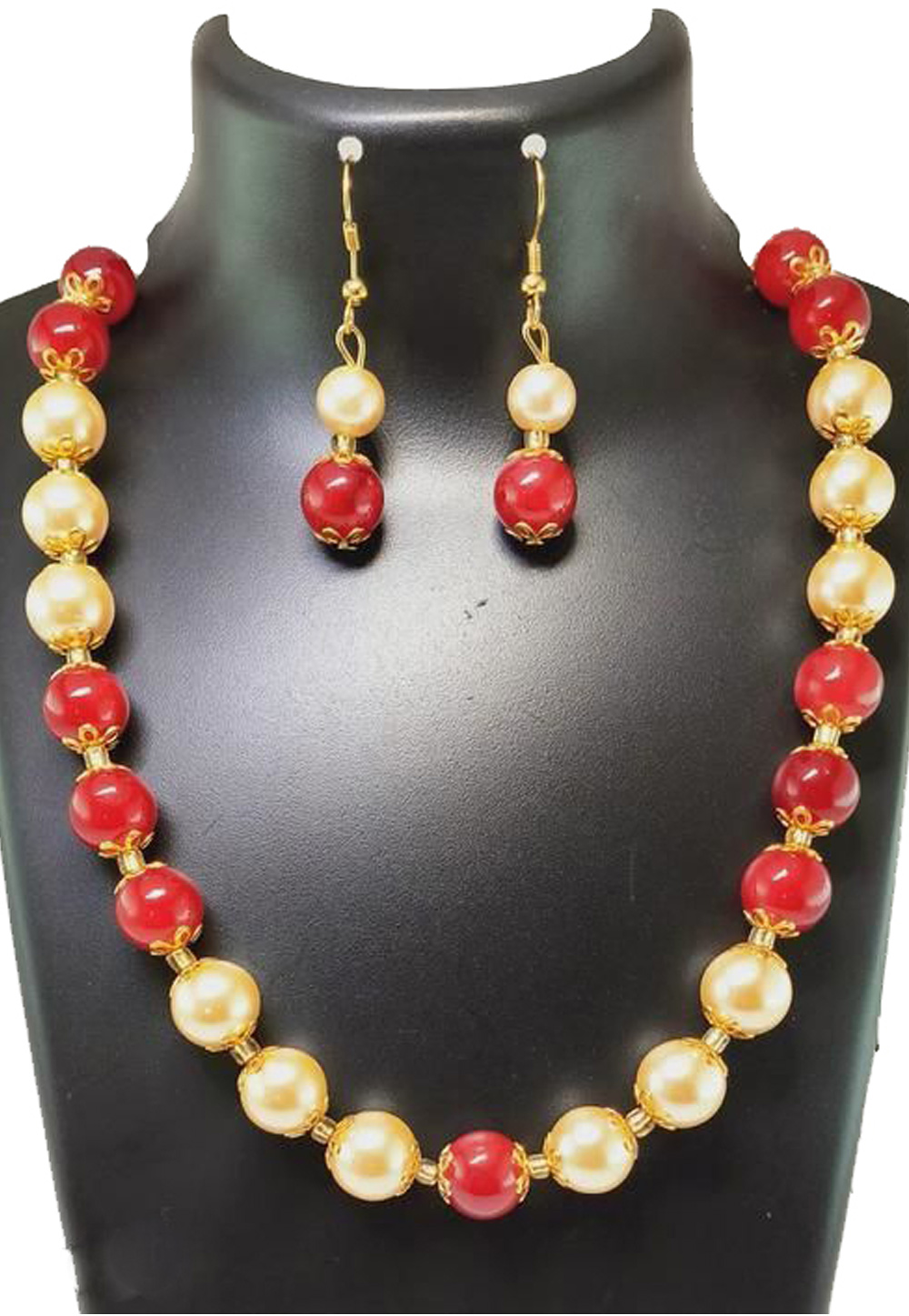 Red Alloy Austrian Diamond Necklace Set Earrings 187818