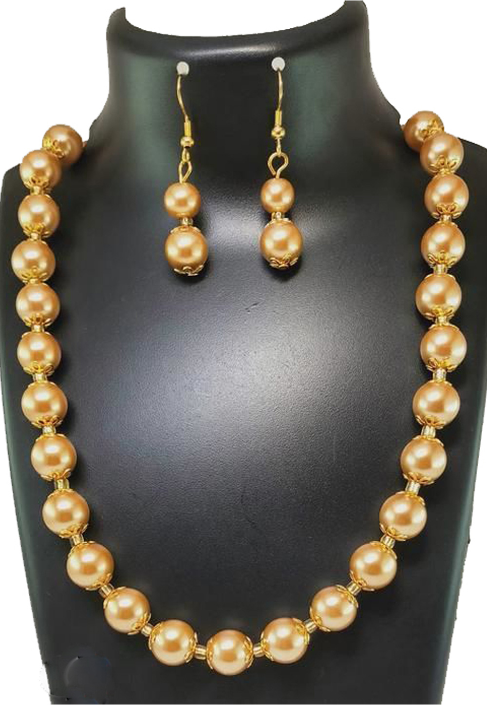 Golden Alloy Austrian Diamond Necklace Set Earrings 187820