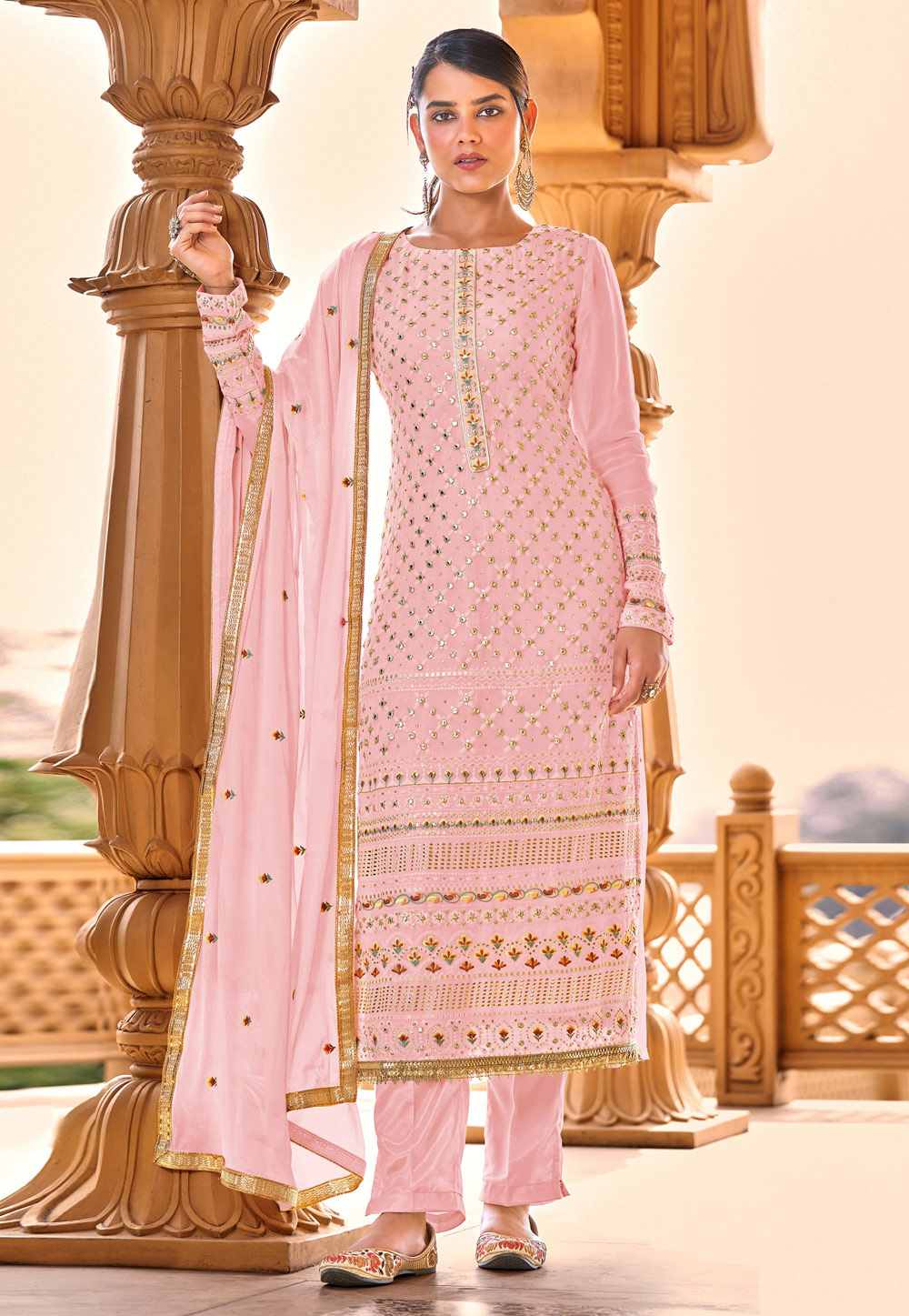 Pink Faux Georgette Pakistani Suit 259120
