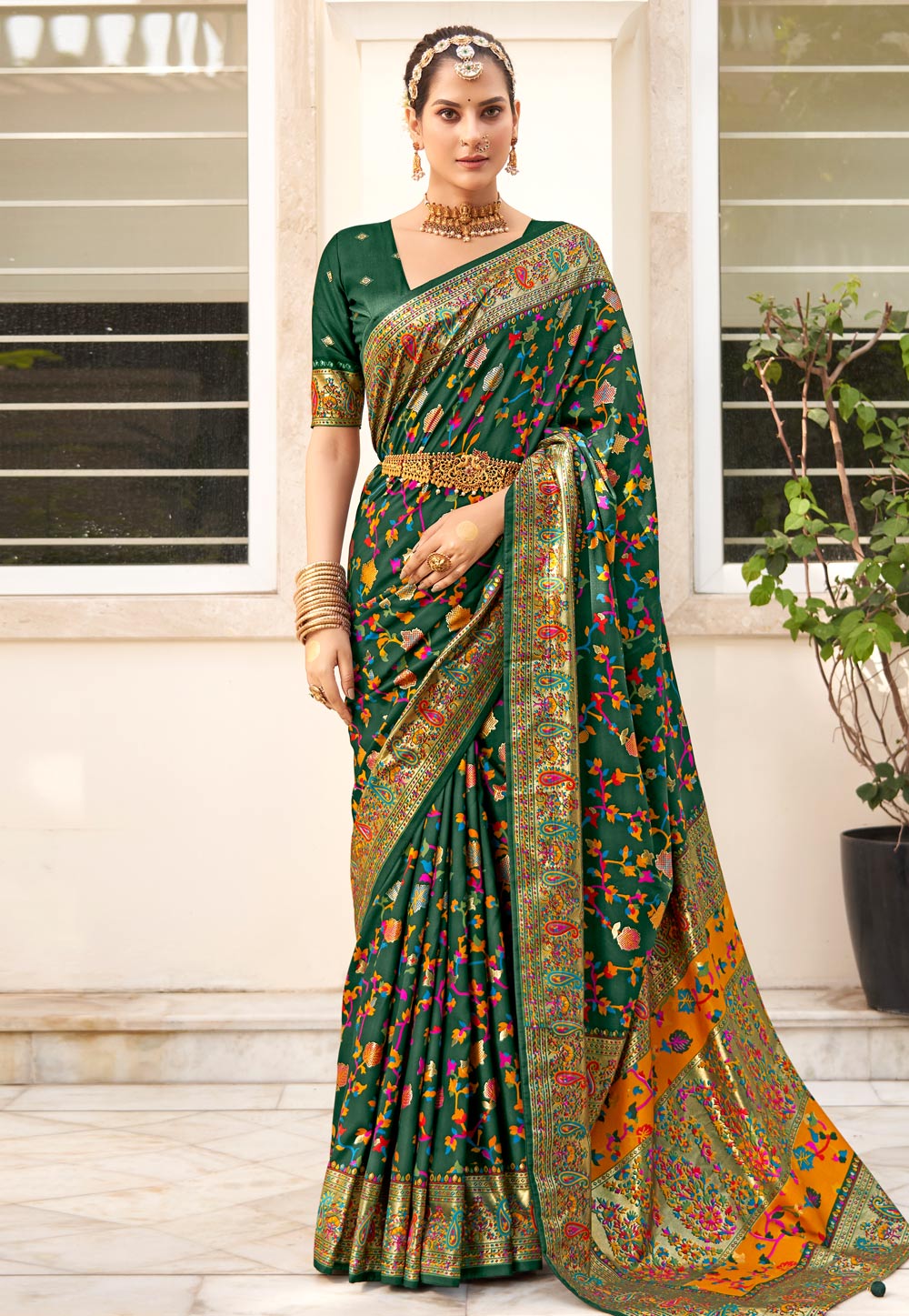 Green Tussar Silk Saree With Blouse 277402