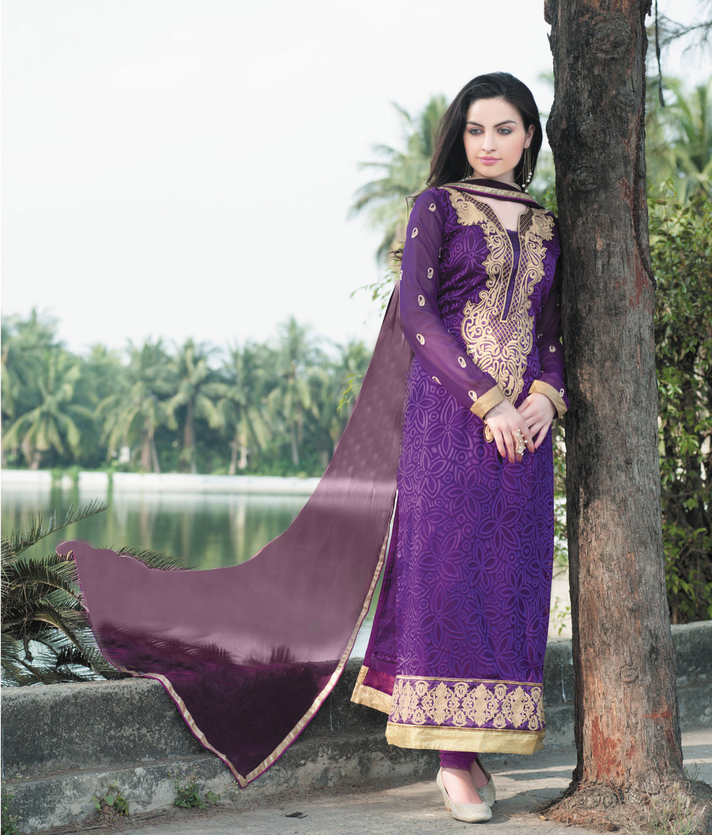 Purple Brasso Pakistani Style Suit 56609