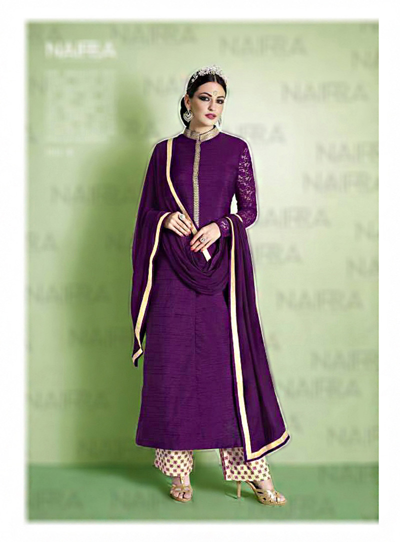 Purple Bhagalpuri Palazzo Style Suit 72743