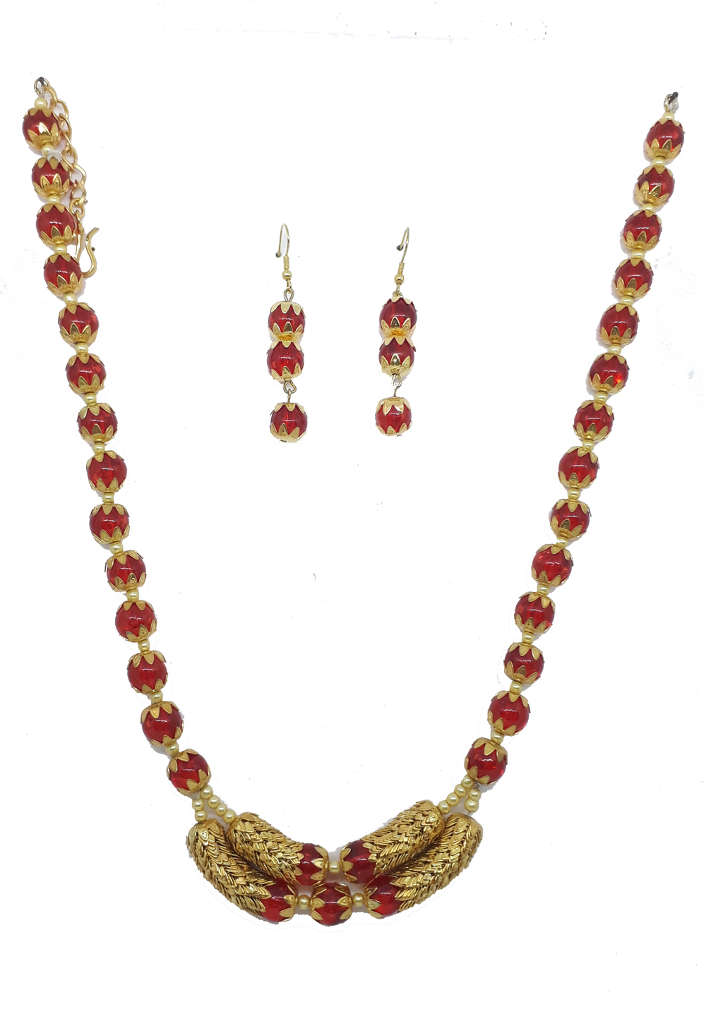 Red Alloy Austrian Diamonds Necklace With Earrings 187651