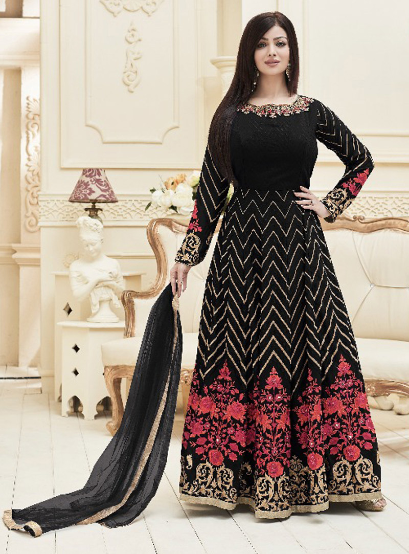 Ayesha Takia Black Georgette Embroidery Work Long Anarkali Suit 90073