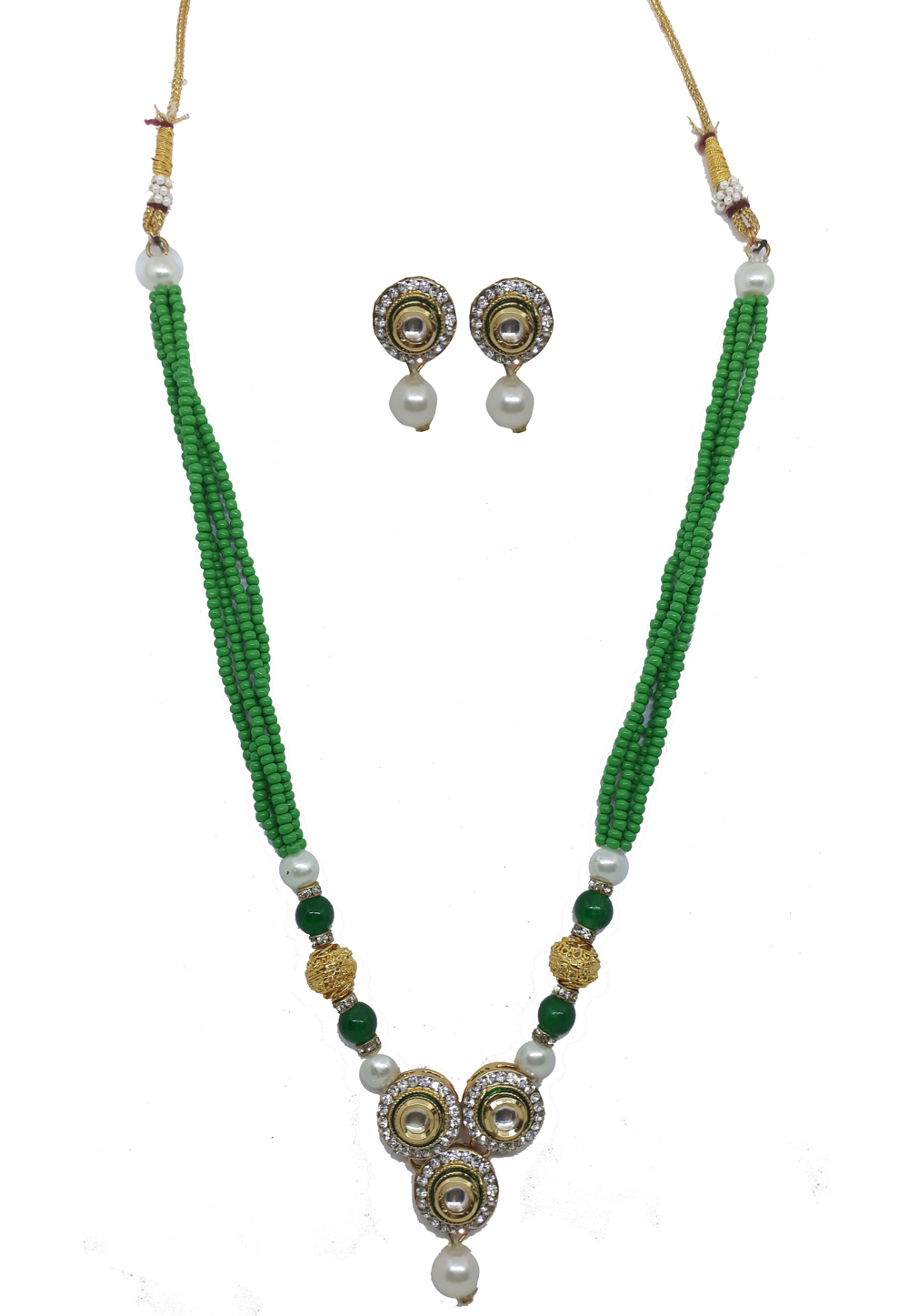 Green Alloy Austrian Diamonds Necklace With Earrings 187656