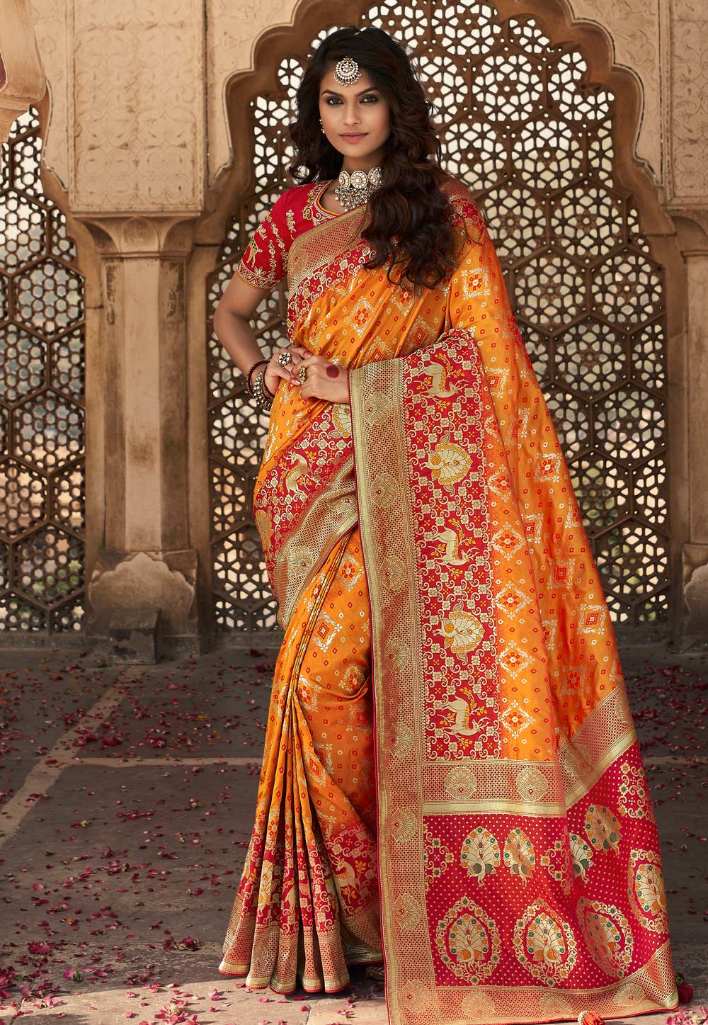 Orange Banarasi Silk Festival Wear Saree 231204