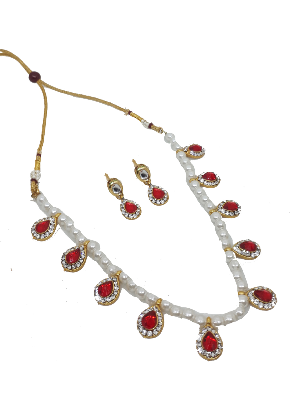 Red Alloy Austrian Diamonds Necklace With Earrings 187658