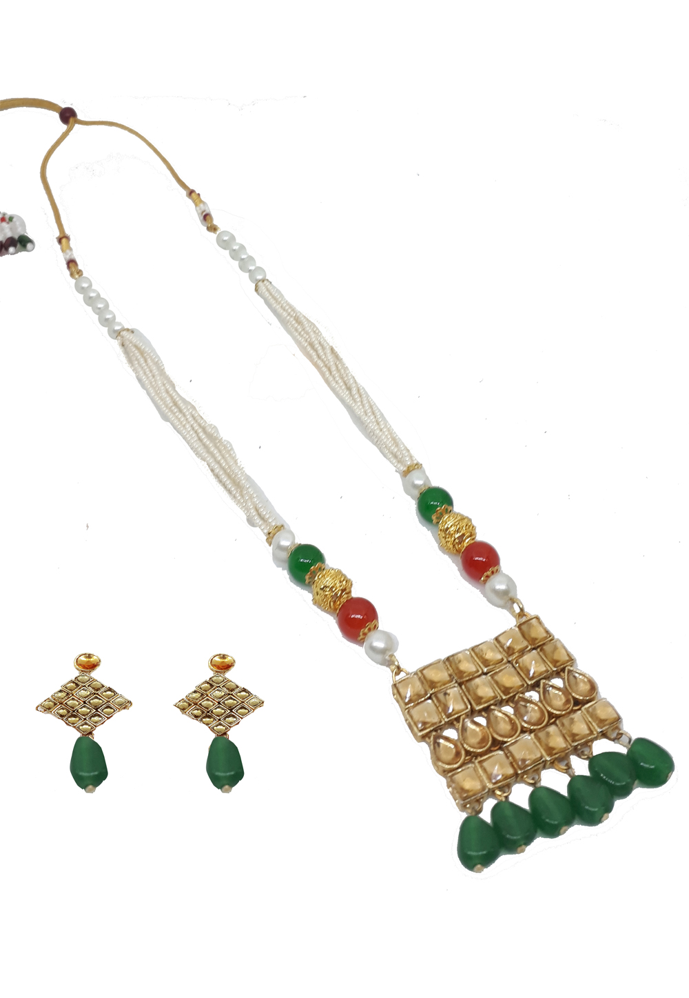 Green Alloy Austrian Diamonds Necklace With Earrings 187661