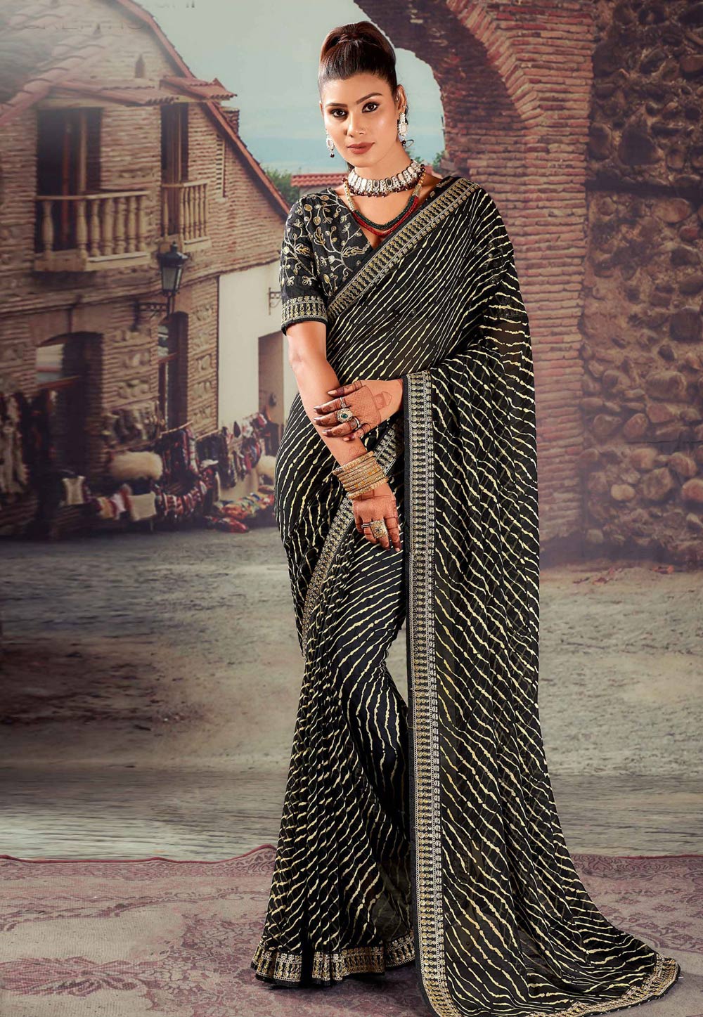 Black Georgette Saree With Blouse 276248