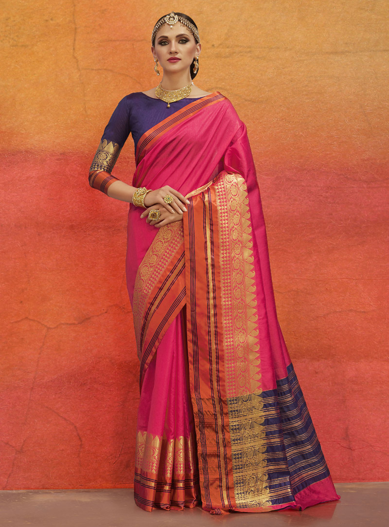Pink Bhagalpuri Festival Wear Saree 121599