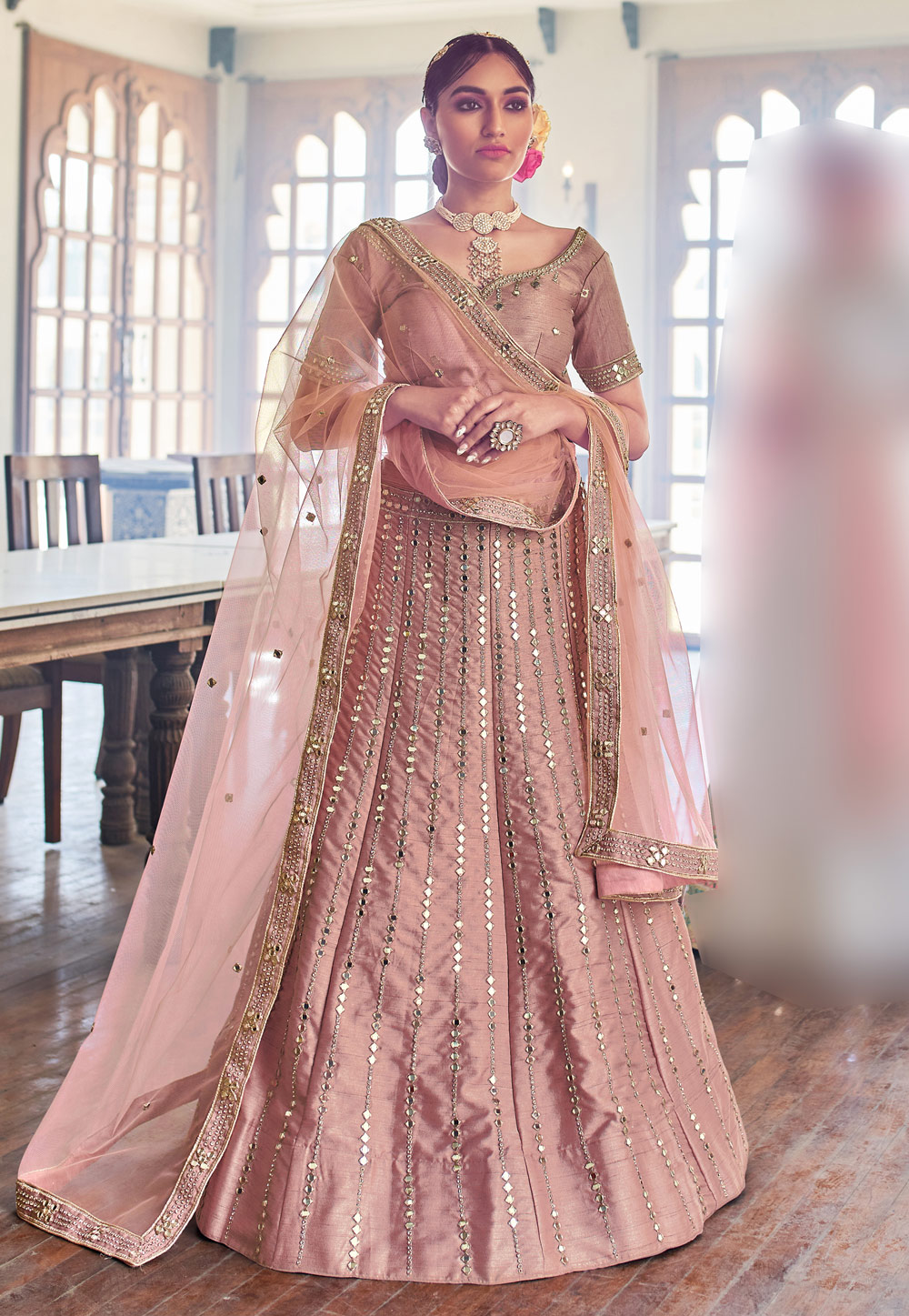 Pink Silk Circular Wedding Lehenga Choli 216684