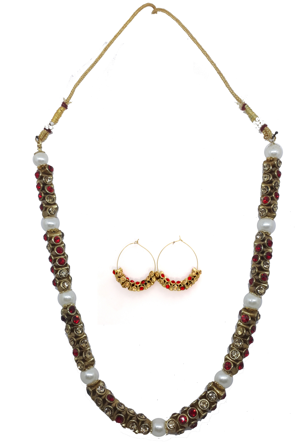 Red Alloy Austrian Diamonds Necklace With Earrings 187669