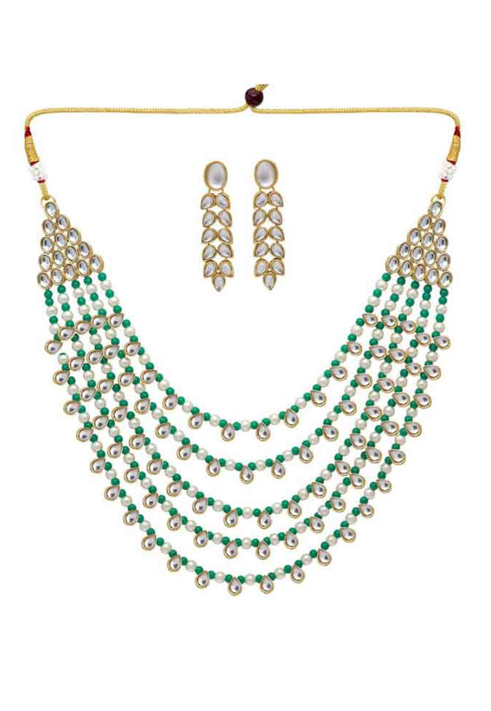 Green Alloy Austrian Diamonds Necklace With Earrings 187670