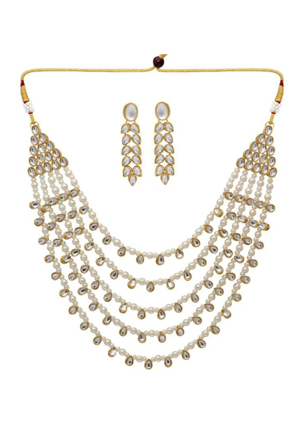 White Alloy Austrian Diamonds Necklace With Earrings 187671