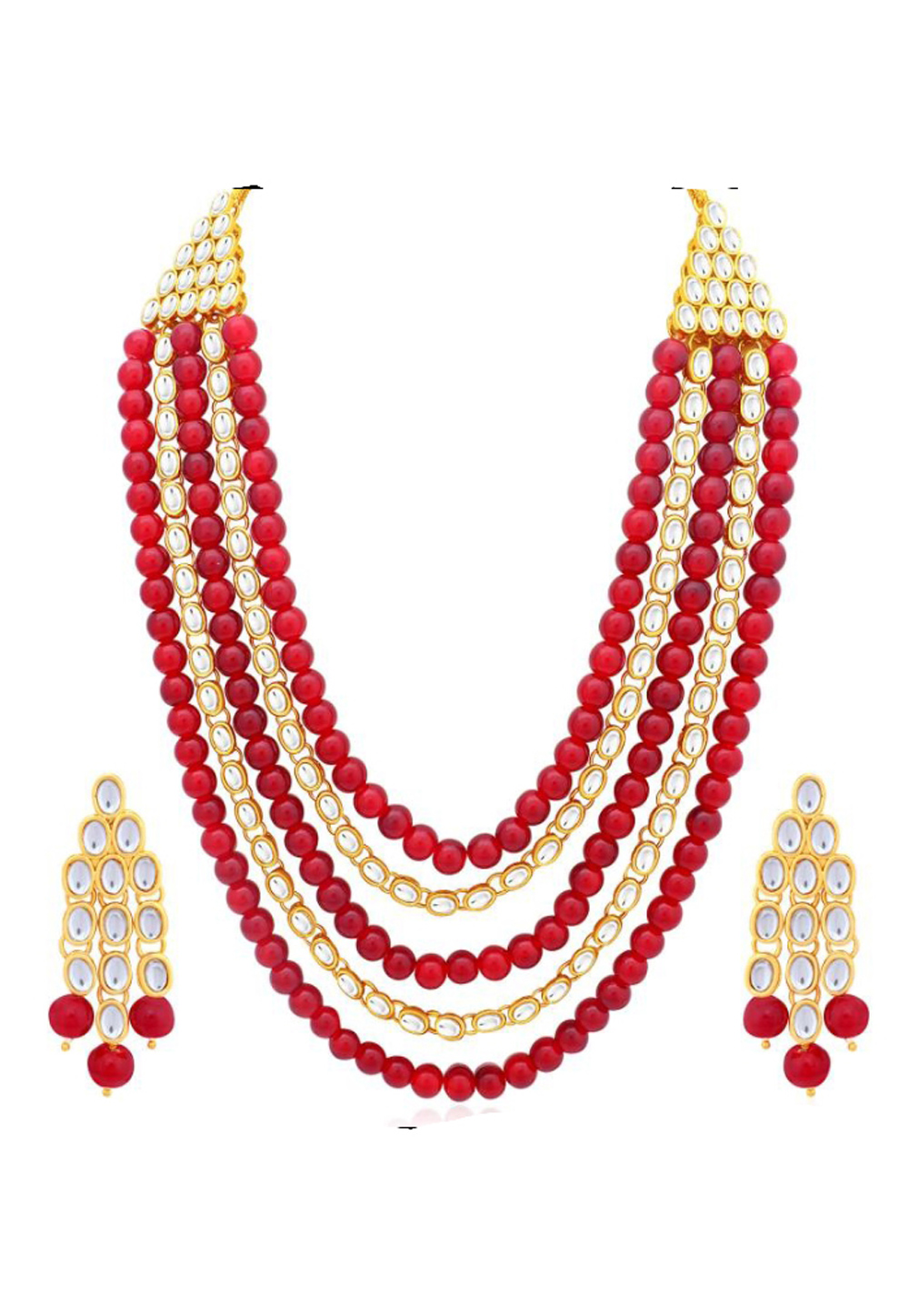 Red Alloy Austrian Diamonds Necklace With Earrings 187672