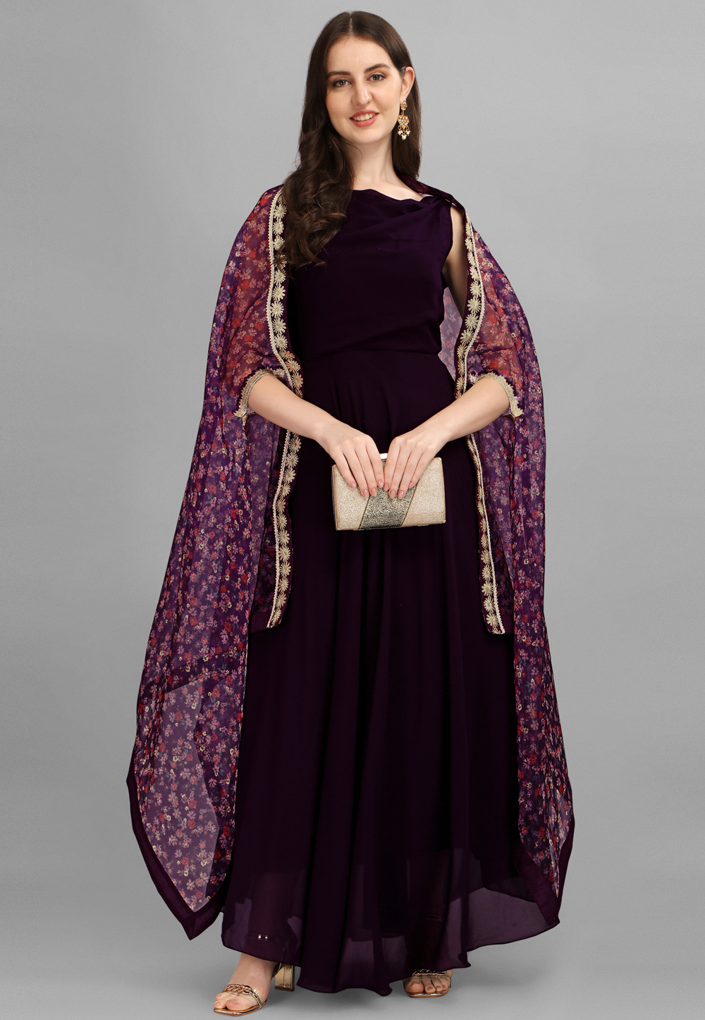 Purple Georgette Gown 249355