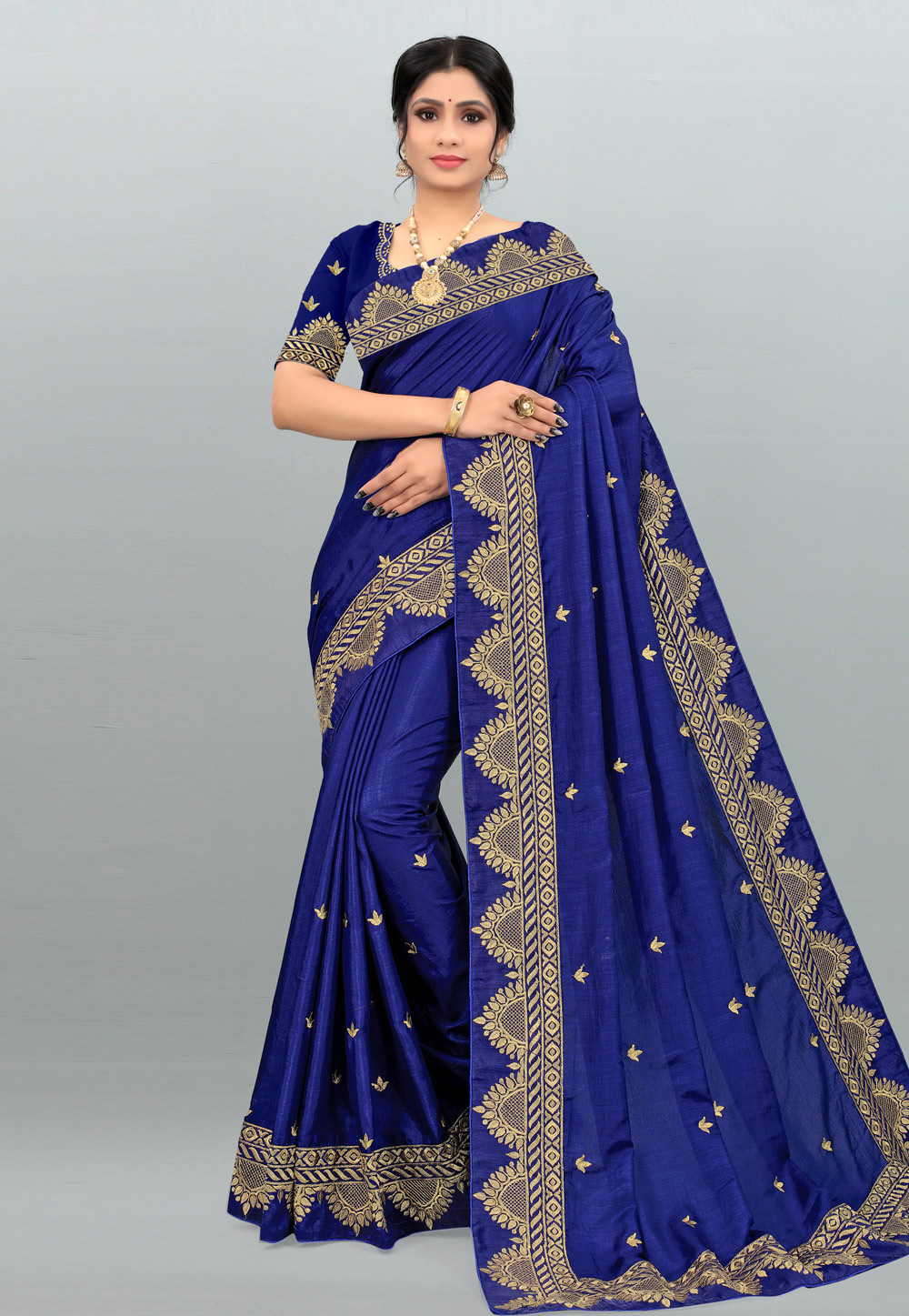 Blue Silk Saree With Blouse 245511