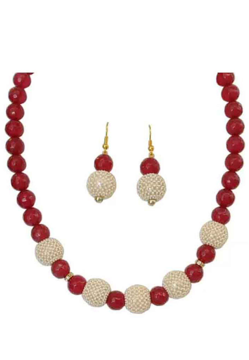 Red Alloy Austrian Diamonds Necklace With Earrings 187677