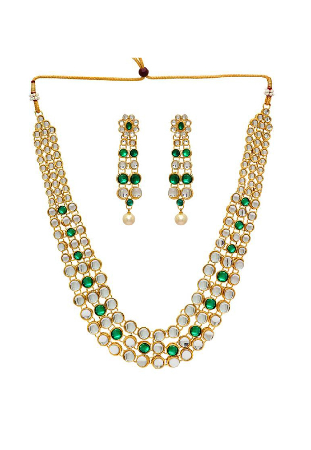 Green Alloy Austrian Diamonds Necklace With Earrings 187679