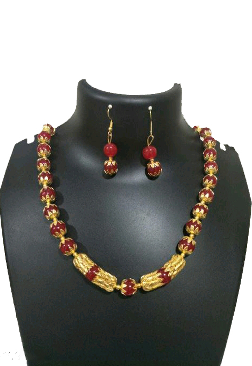 Red Alloy Austrian Diamond Necklace Set Earrings 191580