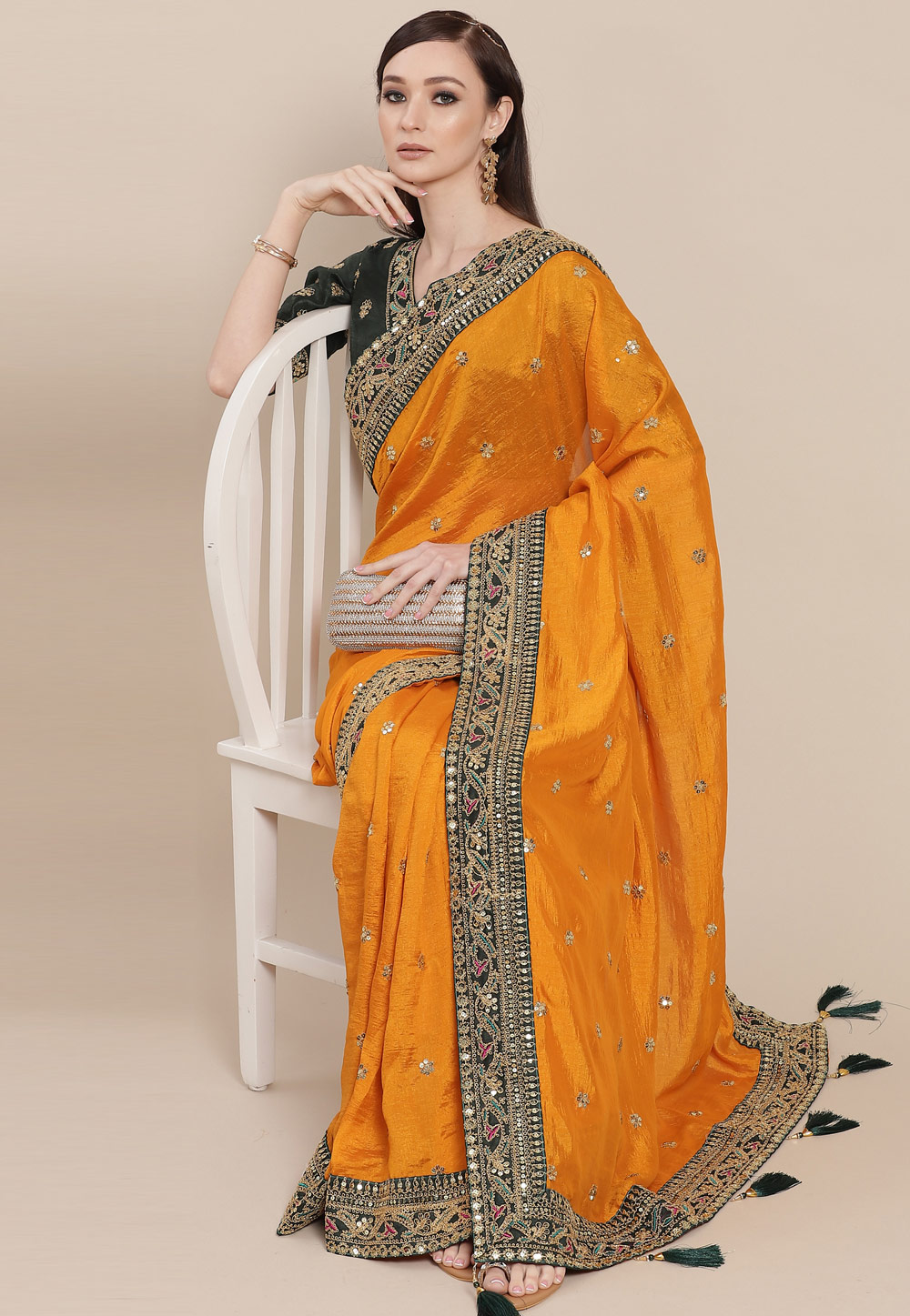 Orange Silk Festival Wear Saree 239223