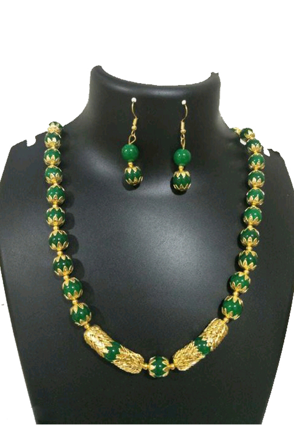 Green Alloy Austrian Diamond Necklace Set Earrings 191581