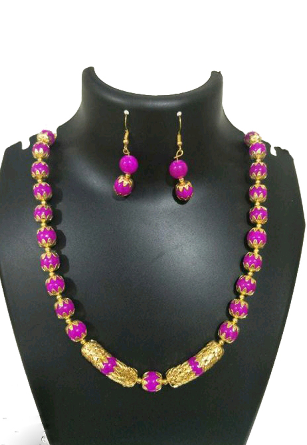 Pink Alloy Austrian Diamond Necklace Set Earrings 191584