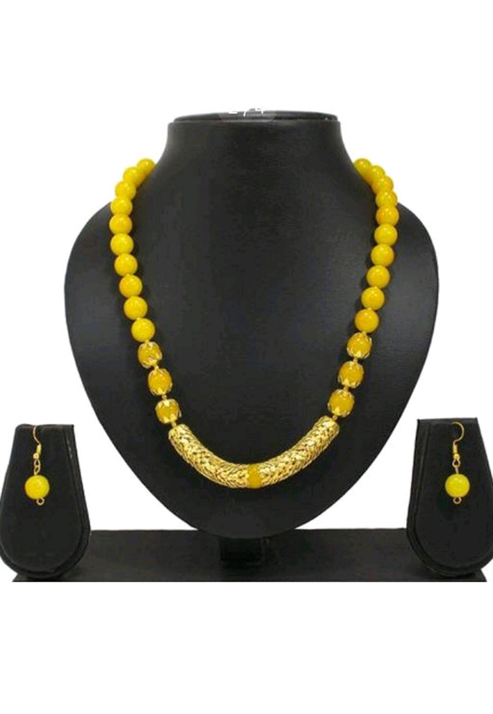 Yellow Alloy Austrian Diamond Necklace Set Earrings 191587