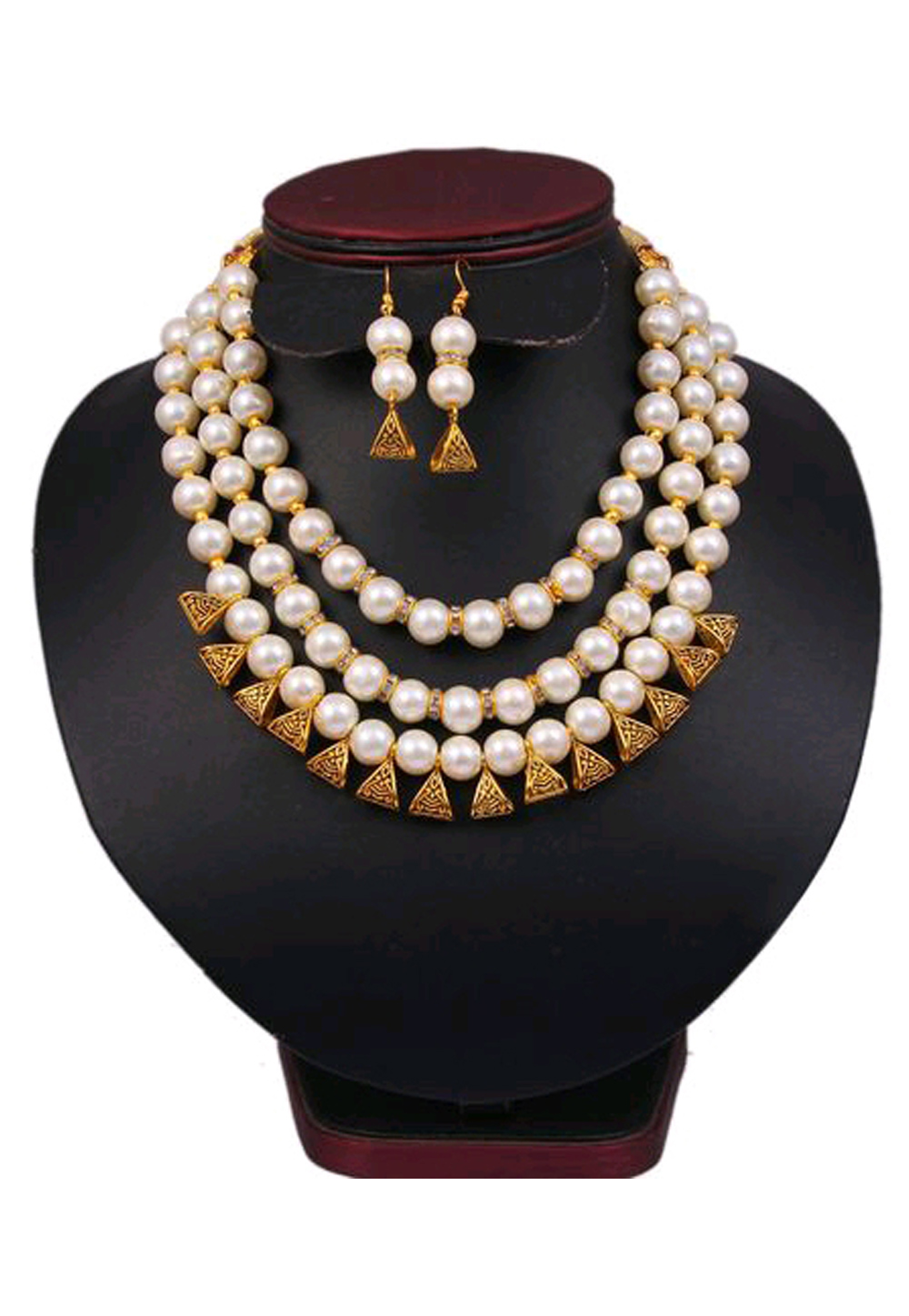 White Alloy Austrian Diamond Necklace Set Earrings 191588