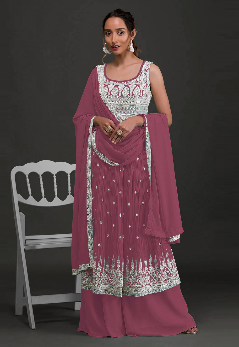 Pink Faux Georgette Pakistani Suit 261990