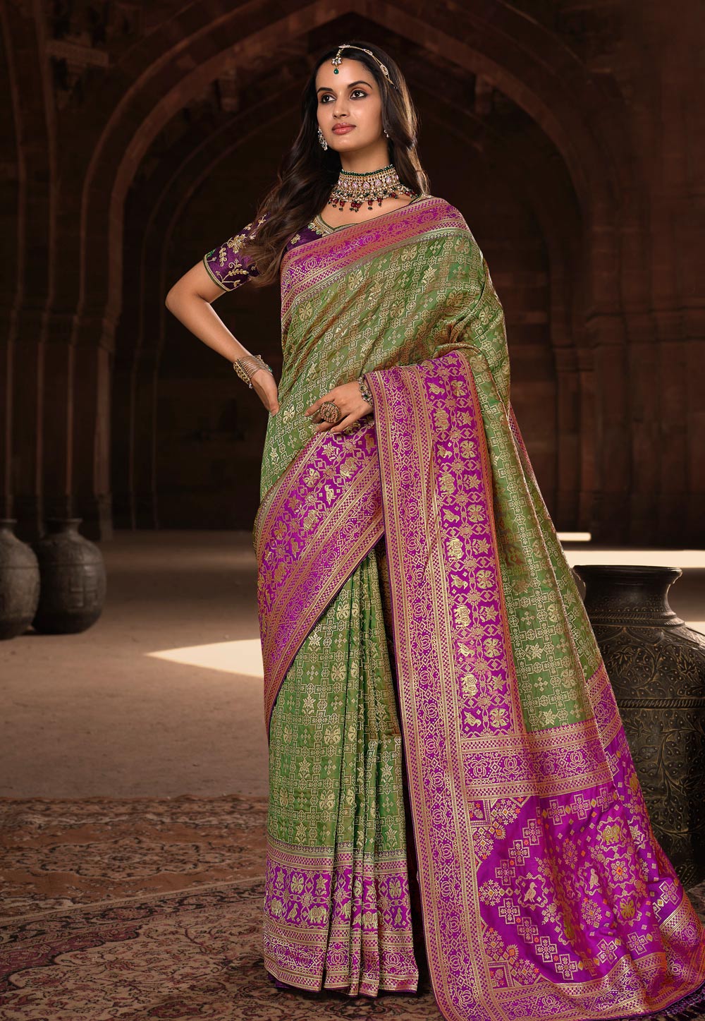 Green Silk Saree With Blouse 246482