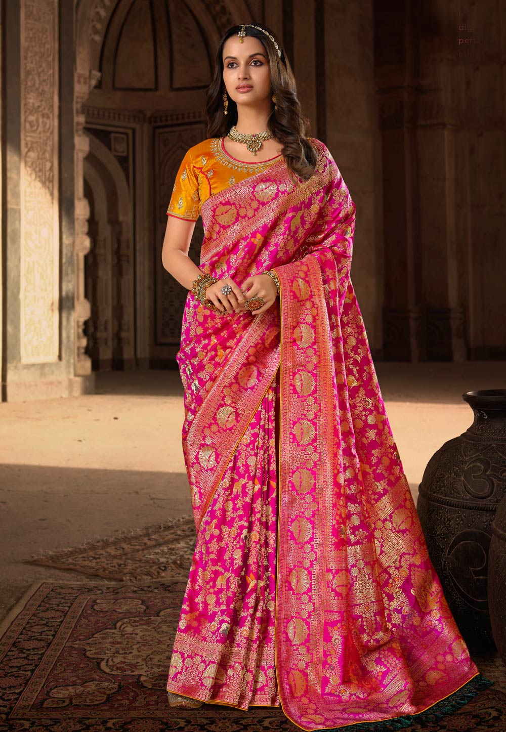 Magenta Silk Saree With Blouse 246483