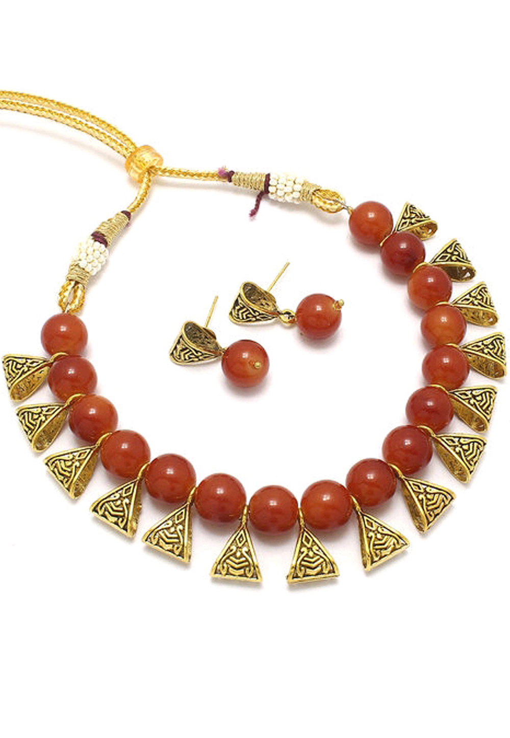 Red Alloy Austrian Diamond Necklace Set Earrings 191600