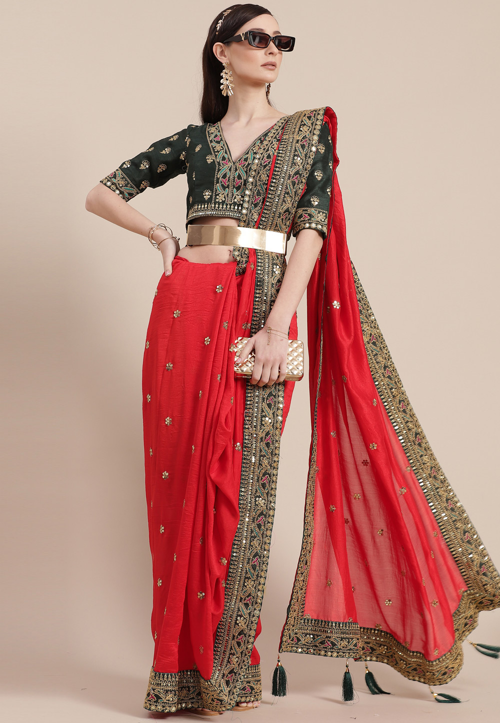 Red Silk Festival Wear Saree 239225