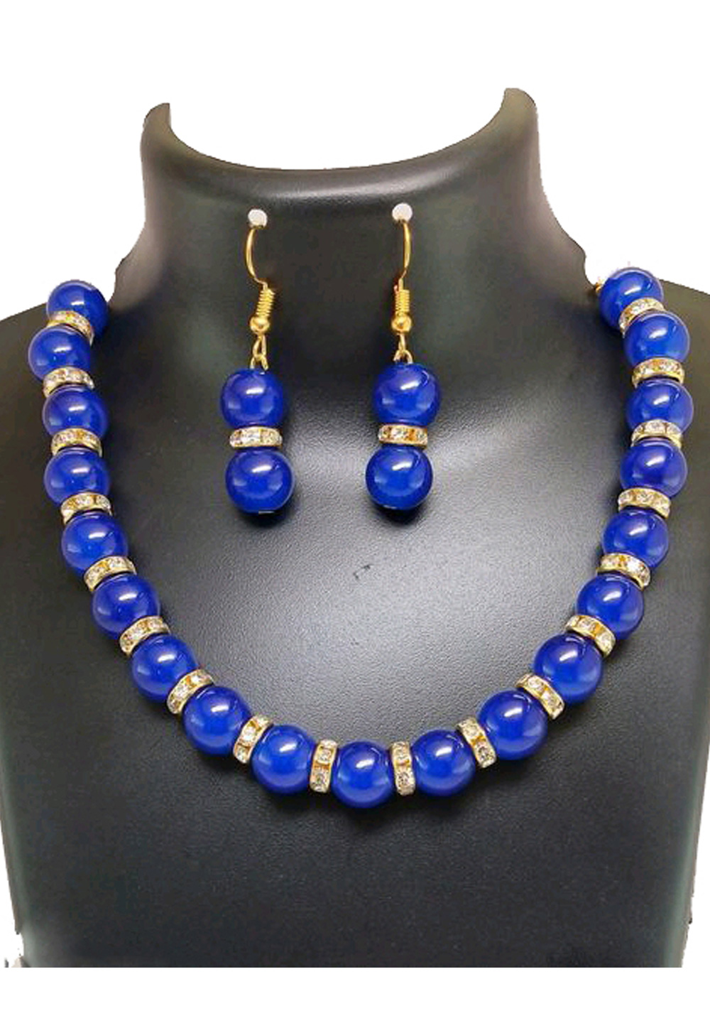 Blue Alloy Austrian Diamond Necklace Set Earrings 191602