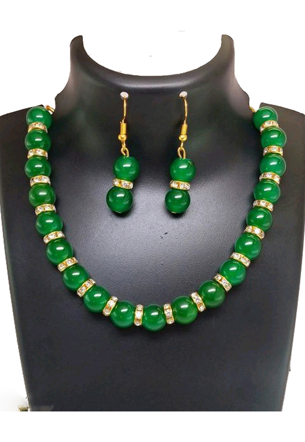 Green Alloy Austrian Diamond Necklace Set Earrings 191605