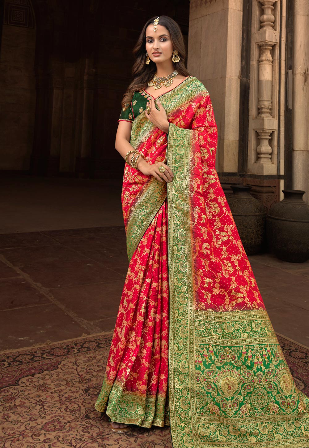 Red Silk Saree With Blouse 246493