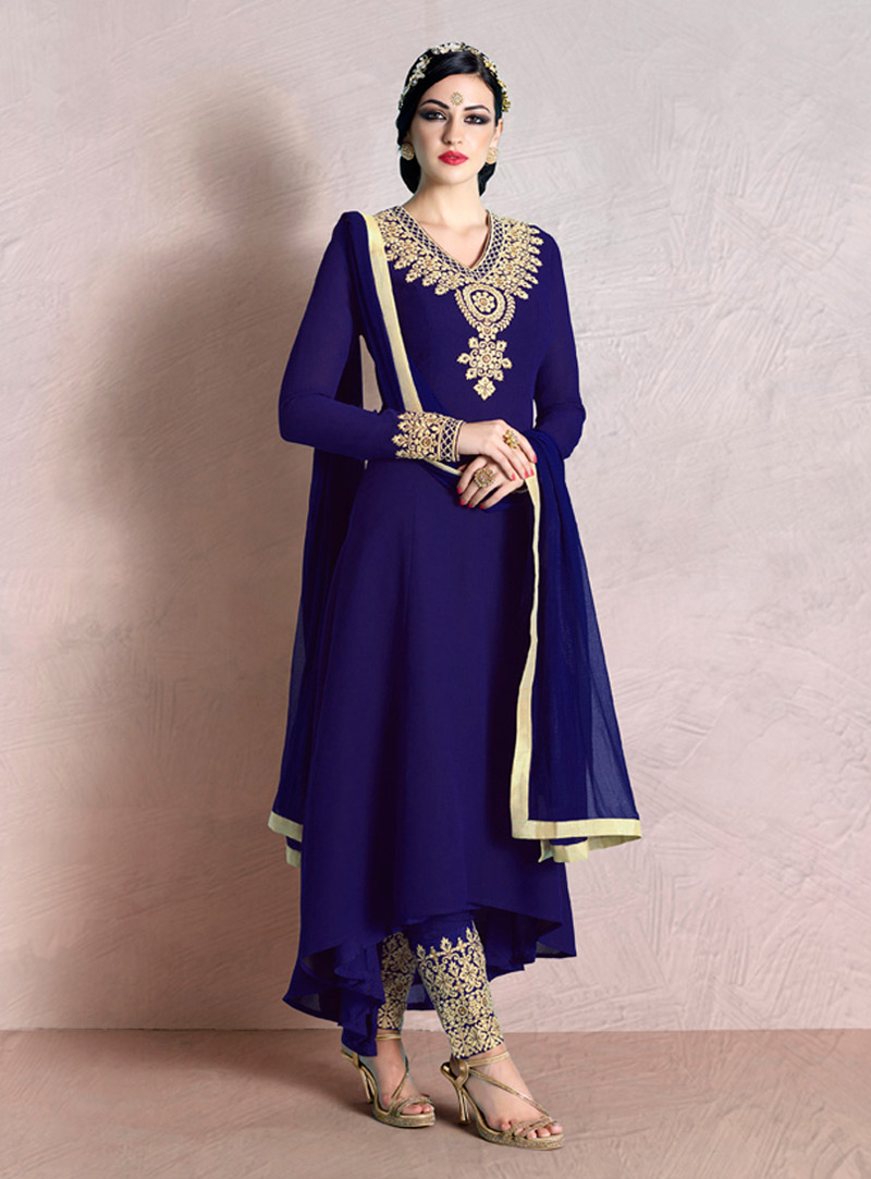 Blue Georgette Designer Anarkali Suit 74441
